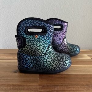 Baby Bogs Boots II Toddler Winter 7 Rainbow Leopard Waterproof Washable Rain